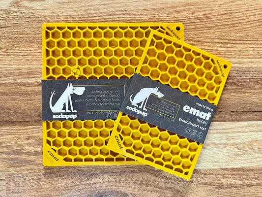 Honeycomb Design Emat Enrichment Licking Mat - Yellow - Larg