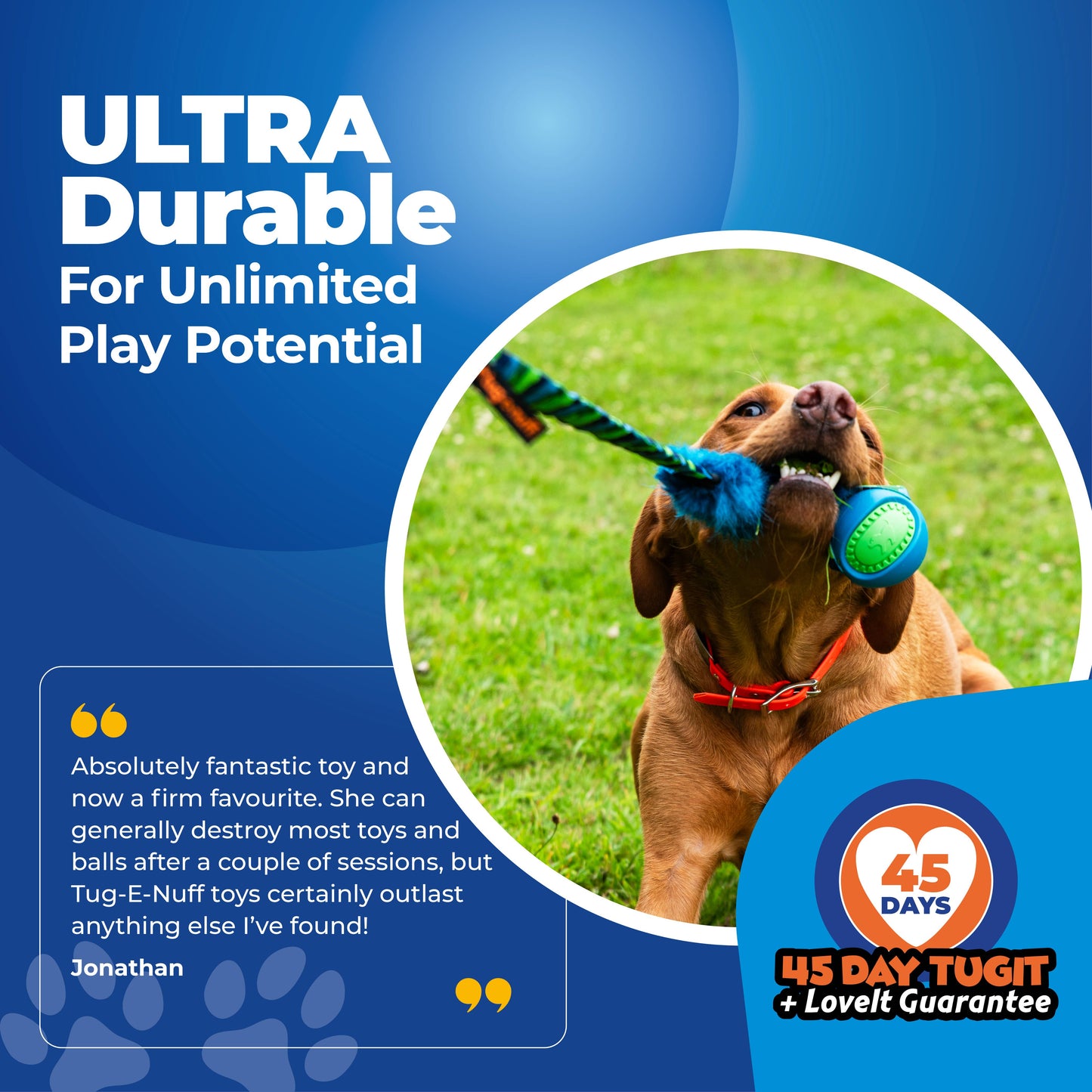 Fauxtastic PowerBall Bungee | Strong Dog Toys | Tug-E-Nuff