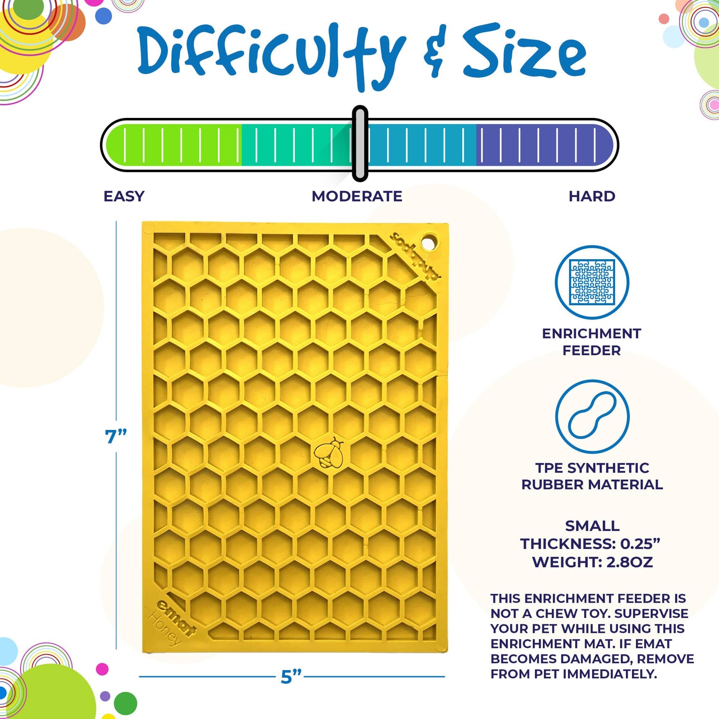Honeycomb Design Emat Enrichment Licking Mat - Yellow - Larg