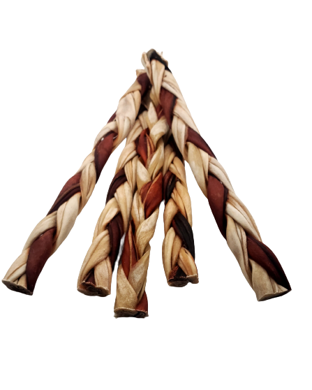 Braided Beef Collagen Stick Brown/Natural - 12"