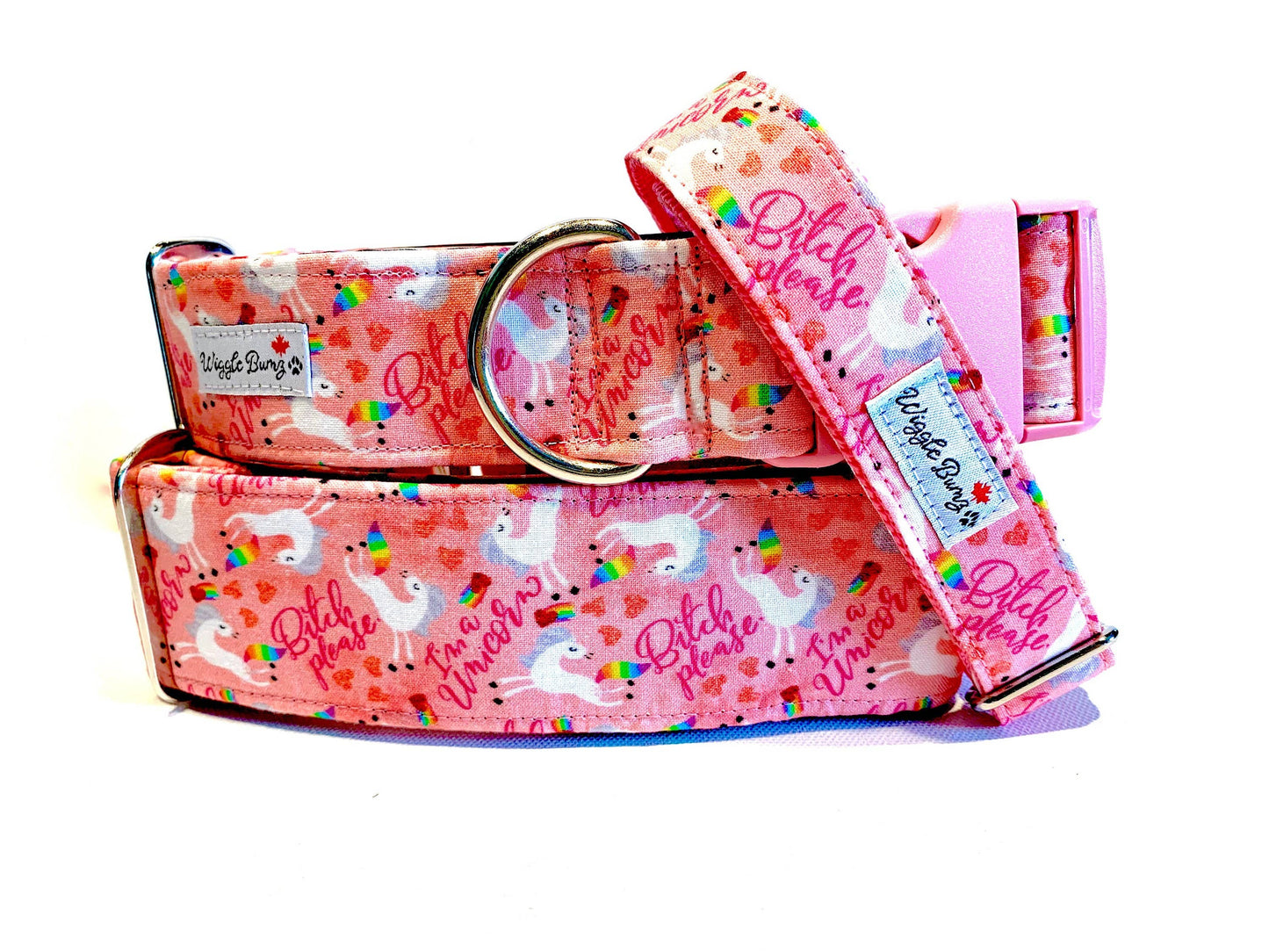 B!tch Please I'm A Unicorn Pink  Dog Collar