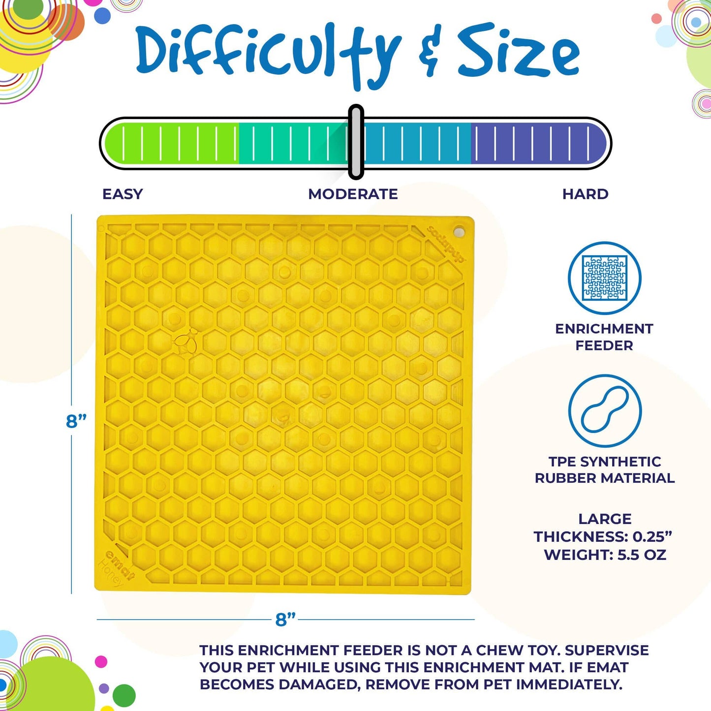 Honeycomb Design Emat Enrichment Licking Mat - Yellow - Larg