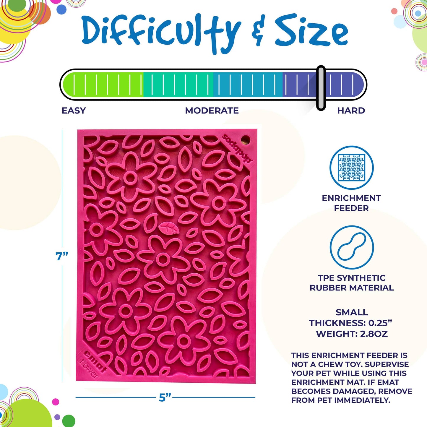 Flower Power Design eMat Enrichment Lick Mat - Pink