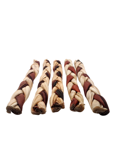 Braided Beef Collagen Stick Brown/Natural - 12"