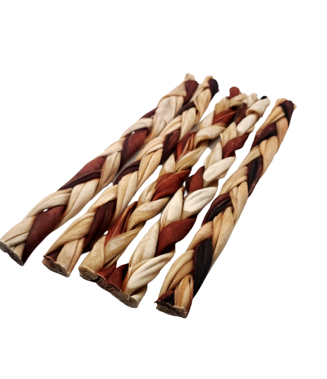 Braided Beef Collagen Stick Brown/Natural - 12"