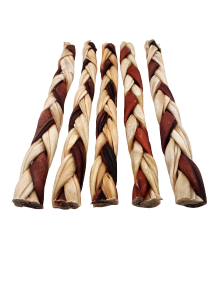 Braided Beef Collagen Stick Brown/Natural - 12"