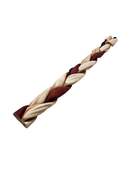 Braided Beef Collagen Stick Brown/Natural - 12"