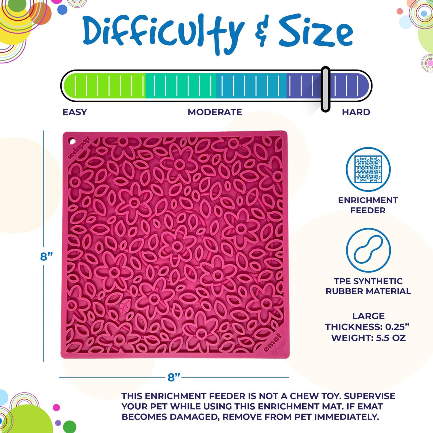 Flower Power Design eMat Enrichment Lick Mat - Pink