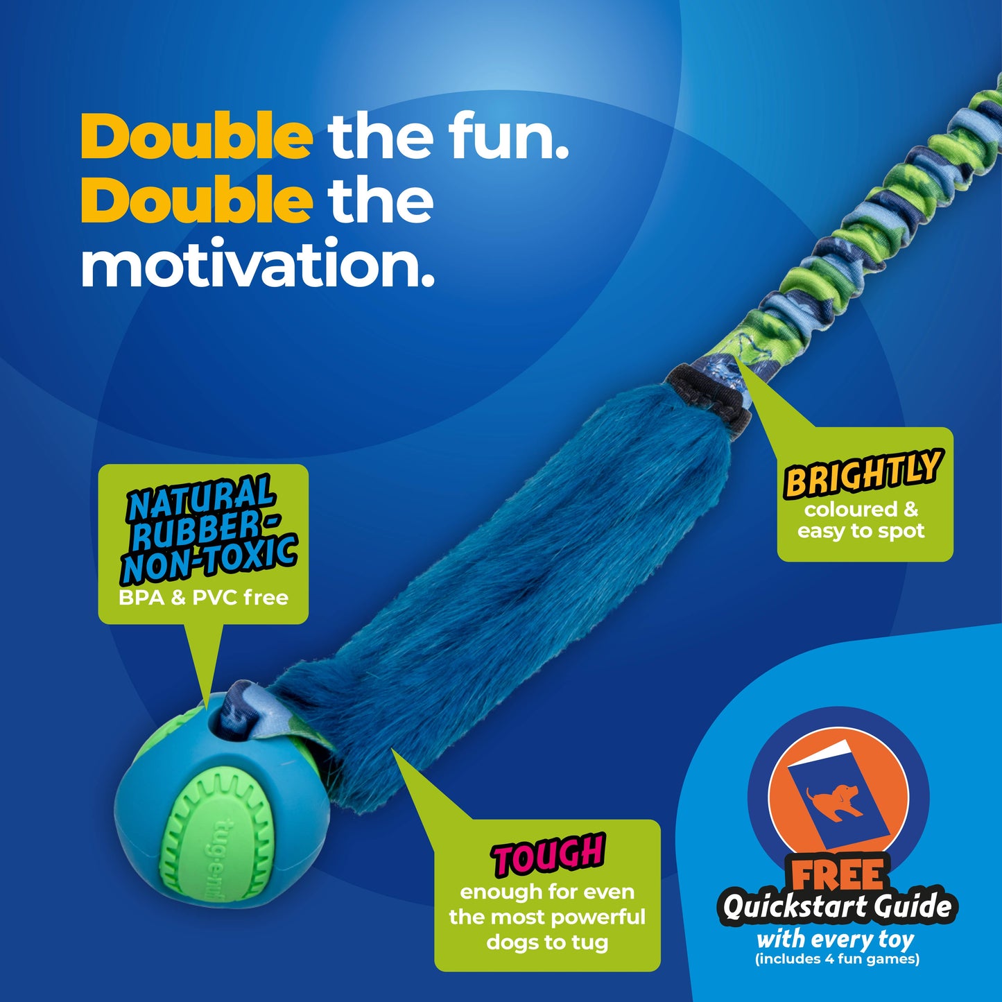 Fauxtastic PowerBall Bungee | Strong Dog Toys | Tug-E-Nuff
